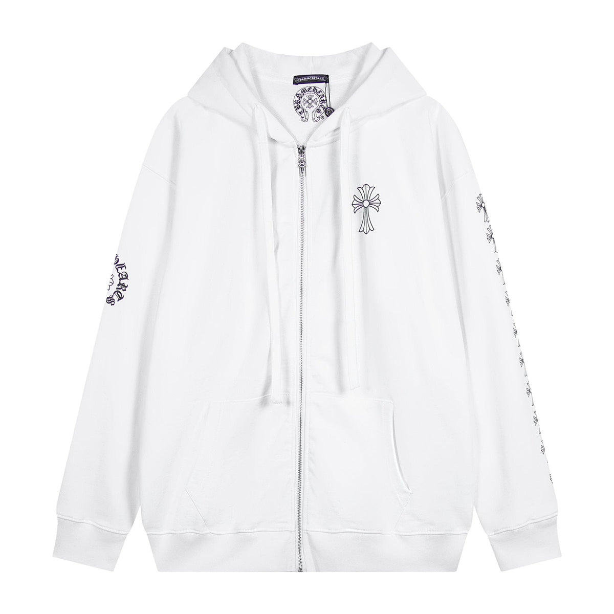 Chrome Hearts Horseshoe Cross Sanskrit Zip Hoodie — front